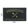 Tactical service dog embroidered patch with hook and loop backing, 10x5.5cm black badge. - V00262 Service Dog (Black)