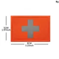 Orange tactical patch with reflective grey cross, 8x5cm embroidery medical morale patch. - 橘色(反光银灰瑞士十字)