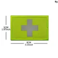 Fluorescent green tactical first aid cross embroidered patch with reflective design - 绿色(反光银灰瑞士十字)