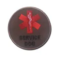 Service dog embroidered patch with star of life symbol, durable hook and loop badge appliques. - V00580-2 Rescue Service Dog (Round Brown)