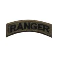 Military Ranger embroidered patch curved tactical morale hook and loop badge accessory. - RANGER Curved Patch / Army Green