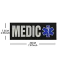Τακτικό ιατρικό σήμα MEDIC κεντημένο με βελκρό ανακλαστικό patch εξωτερικού χώρου 20x7.5cm - Μαύρο