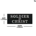 Parche táctico insignia bordada con texto Soldier of Christ, estilo negro 10x4cm. - Soldier (Negro/Blanco)