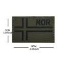 Parche táctico militar verde ejército insignia reflectante infrarroja velcro 8x5cm - Bandera Noruega (Verde Militar)