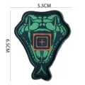 Detailed close-up of the Year of the Snake tactical embroidered patch with precise dimensions. - Irregular Snake Head (V01768-2) / Green