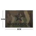 Morocco flag tactical morale patch laser cut embroidery hook and loop badge detail view 5x8cm - Reflective Morocco (CP Black)