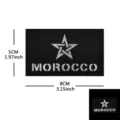 Close-up detail of the reflective Morocco flag tactical morale patch with laser cut star. - Reflective Morocco (Black/White)