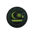 Tactical Malaysia embroidered patch round hook and loop badge military morale emblem detail - Malaysia Round Flag (Green)