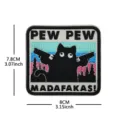 Funny black cat with guns embroidered patch tactical morale badge for clothing backpacks DIY - V01730-3 Embroidered PEW PEW Patch (Square, Blue Background)