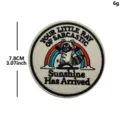 Cute raccoon embroidered patch with rainbow and funny quote, clothing accessory badge decoration - Colorful Sunshine Raccoon (Off-White Cloth)