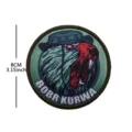 Round embroidered morale patch featuring funny beaver design, hook and loop backing 8cm - BOBR Kurwa Beaver (Green)