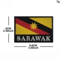 Sarawak state flag embroidered patch tactical hook and loop badge military morale badge 8.8x6cm - Sarawak Malaysia (Black Border with Text)
