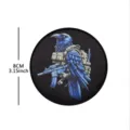 Tactical raven morale patch, blue crow with tactical gear embroidered hook and loop badge 8cm - Printed Tactical Raven (Black Fabric)