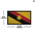 Embroidered hook and loop patch with flag design, durable fabric badge for tactical apparel. - Sarawak Malaysia (Black Border)