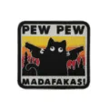 Embroidered patch funny cat pew pew tactical morale badge hook and loop applique - V01730-2 Embroidered PEW PEW Patch (Square, Yellow Background)