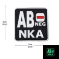 PVC tactical blood type morale patch AB NEG NKA medical military backpack badge 5x5cm - Square NKA Blood Type AB- / Black and White
