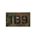 Tactical military morale patch with camouflage background and black number code, durable hook loop. - CP Camo 1B9