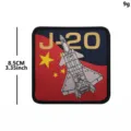 J-20 Fighter Jet Military Morale Patch Embroidered Hook and Loop Tactical Badge 8.5cm - J20 Fighter Square Style