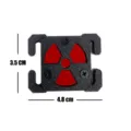 Boucle tactique en plastique ABS avec motif de radiation nucléaire, clip de sac à dos 3,5x4,8cm. - Rayonnement / Pack de 1 Pièce (4.8x3.5cm) / Rouge Miroir