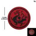 Round IR reflective dragon totem morale patch, tactical hook and loop badge for clothing. - Han Dragon Flag Round Style(M00458-1) / Red