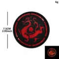Round tactical reflective dragon patch morale badge embroidered 7.5cm black red badge - Han Dragon Flag Round Style(M00458-2) / Black