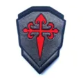 Toppa tattica militare con design scudo croce rossa, ideale per attrezzatura da esterno. - Ordine di Santiago / Grigio