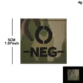 Parche Táctico Cuadrado NEG Grupo Sanguíneo 5cm IR Reflectante Camuflaje Ins. - Camuflaje CP O-NEG