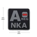 PVC tactical blood type morale patch A NEG medical emergency military backpack badge 5cm - Square NKA Blood Type A- / Black and Gray