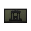 Military tactical embroidered patch with green background and black castle design for apparel. - Green Base Black Text