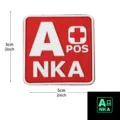 PVC tactical medical patch blood type A positive NKA first responder military backpack badge - Square NKA Blood Type A+ / Red White