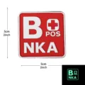 PVC Medical Tactical Patch B POS NKA Blood Type Badge Hook Loop Accessory Red 5cm - Square NKA Blood Type B+ / Red White