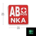PVC tactical morale patch medical blood type AB POS NKA hook and loop backpack badge outdoor gear - Square NKA Blood Type AB+ / Red White