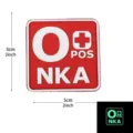 PVC tactical blood type patch O POS NKA medical morale badge for backpack vest hat gear. - Square NKA Blood Type O+ / Red White