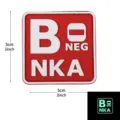 PVC tactical morale patch B negative blood type medical military backpack badge 5x5cm glow - Square NKA Blood Type B- / Red White