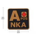 PVC tactical blood type patch A POS NKA medical military tactical backpack hook badge - Square NKA Blood Type A+ / Khaki