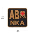 PVC tactical blood type patch AB POS NKA medical first responder morale badge backpack gear - Square NKA Blood Type AB+ / Khaki
