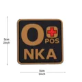 PVC tactical blood type patch O POS NKA military morale badge for backpack outdoor gear 5x5cm - Square NKA Blood Type O+ / Khaki