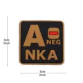 PVC tactical patch A NEG blood type NKA medical military morale patch for tactical vest gear - Square NKA Blood Type A- / Khaki