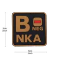PVC tactical blood type patch B NEG NKA morale badge military backpack medical patch - Square NKA Blood Type B- / Khaki