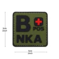 PVC tactical medical blood type patch B POS NKA military morale badge for backpack outdoor gear - Square NKA Blood Type B+ / Army Green