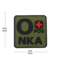 PVC tactical medical morale patch O POS blood type military backpack badge 5x5cm hook loop - Square NKA Blood Type O+ / Army Green