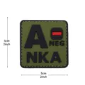 PVC Tactical Military Morale Patch A NEG Blood Type Medical Hook and Loop Patch 5cm - Square NKA Blood Type A- / Army Green