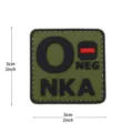PVC O Negative blood type tactical patch medical NKA morale badge for military backpack. - Square NKA Blood Type O- / Army Green
