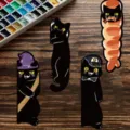 Cute black cat bookmarks set creative irregular paper page markers for reading books - 30 Sheets/Pack