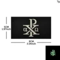 Chi-Rho luminous morale patch, Christian faith tactical hook and loop badge for night identification. - Black White Luminous