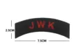 Black curved embroidered patch with red JWK letters, tactical morale patch badge 7.5x2.5cm - JWK Curved Patch / Black