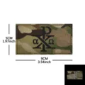 Chi-Rho tactical morale patch military hook and loop badge with reflective retro religious symbol. - CP Black