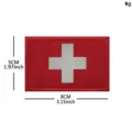 Swiss flag embroidered patch tactical military morale patch with velcro backing 5x8cm - 红色(反光银灰瑞士十字)