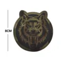 Taktischer Wolf Kopf Moral Aufnäher 8CM Militär Tarnung Klettverschluss Abzeichen für Weste Rucksack - Reflektierender Runder Wolfskopf (M00320-1)