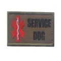 Service dog embroidered patch with star of life symbol, tactical velcro badge for pets, brown - Service Dog Rectangle Patch (Coyote)